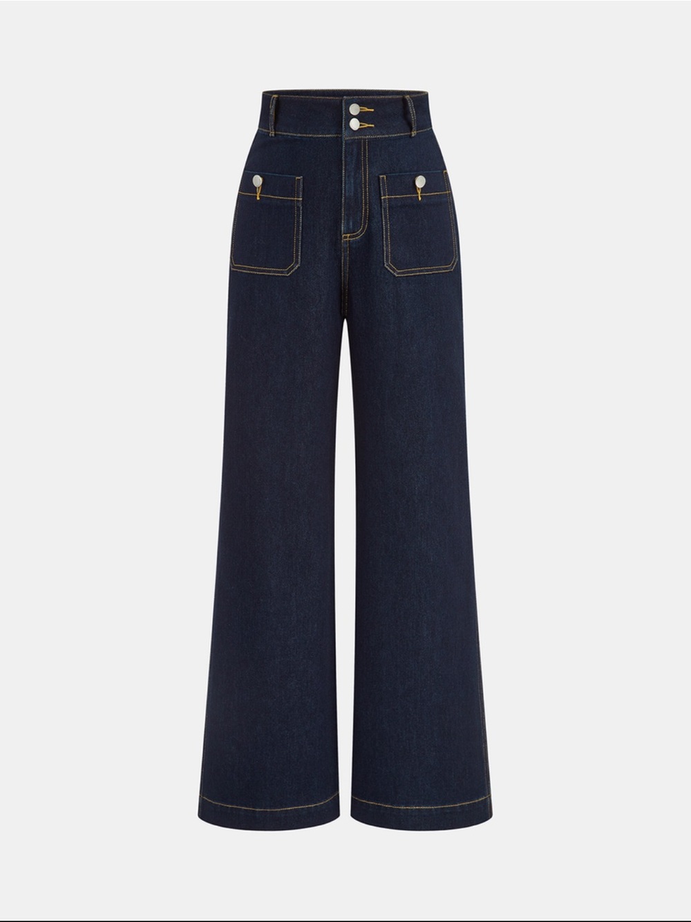Commense Dark Blue High-Waist Wide-Leg Jeans